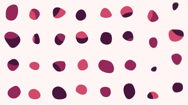 Pink and plum blob shapes shuffling across a kinetic grid on a soft blush background in a seamless loop