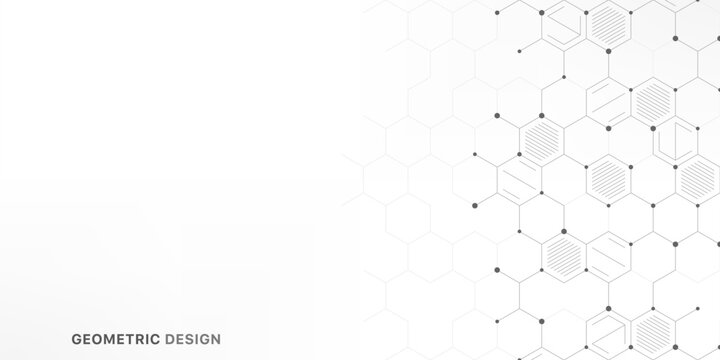 Graphic design element with abstract geometric background of simple hexagon pattern