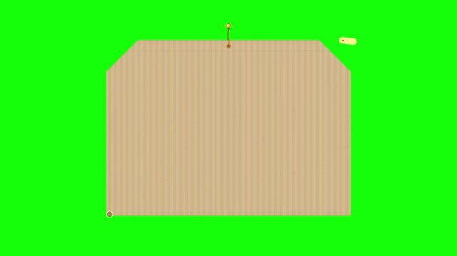 Animated Green Screen Swinging Kraft Luggage Tag on Elastic Twine Floating Paper Minimalist Label Annotation Blank Copy Space 4K 60fps