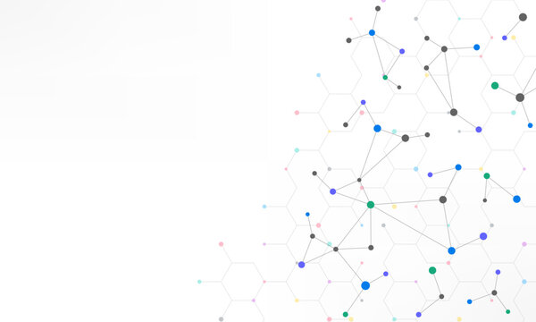 Molecular structure and genetic engineering, molecules DNA, neural network, scientific research. Abstract background for innovation technology, science, healthcare, and medicine