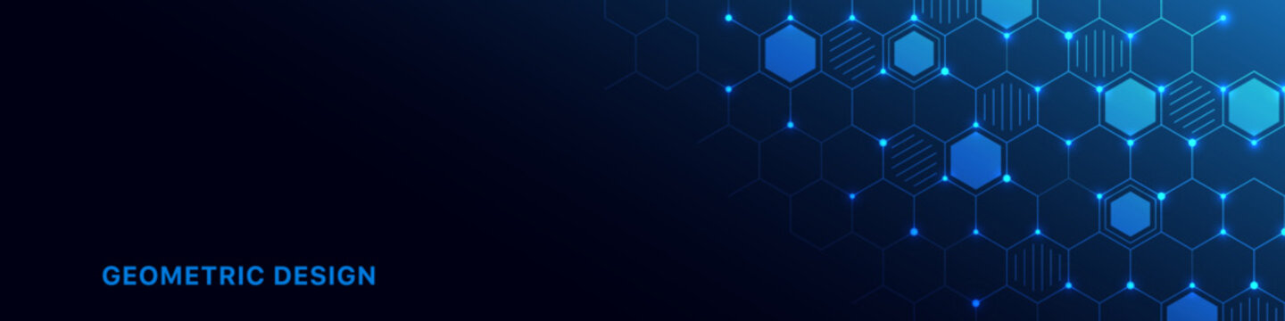 Abstract technology background and design element with hexagons pattern and geometric shapes