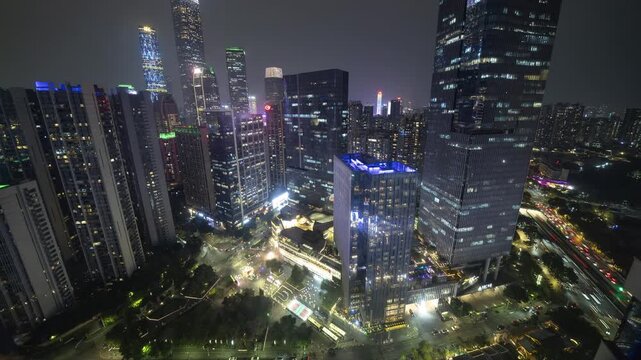 guangzhou skyline timelpase at night