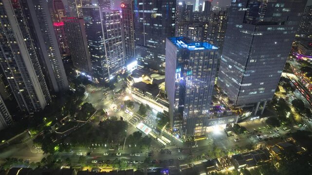 guangzhou skyline timelpase at night