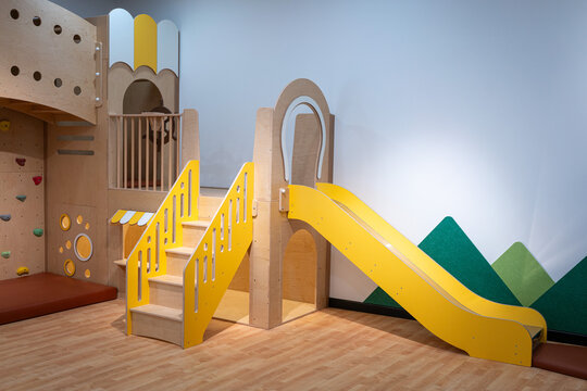 Indoor children playground with slide