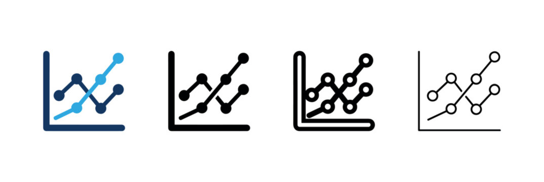 Line chart with data points icon, business analytics and financial growth vector