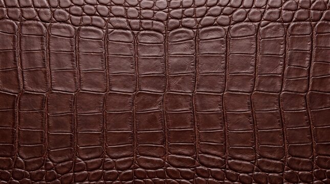 Crocodile embossed leather texture in rich brown with raised scales and natural variations across a seamless surface background