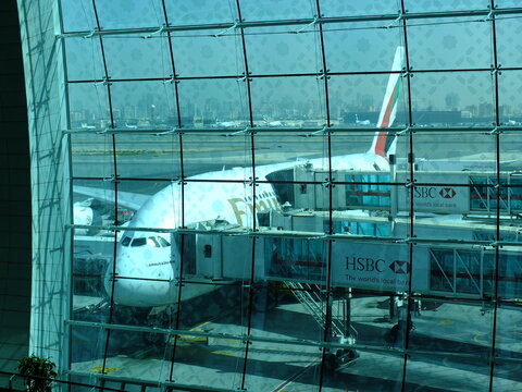 Dubai, UAE - 27 Apr 2012: The airplane in Dubai Airport, UAE