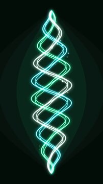 Abstract glowing neon helix wave energy spiral