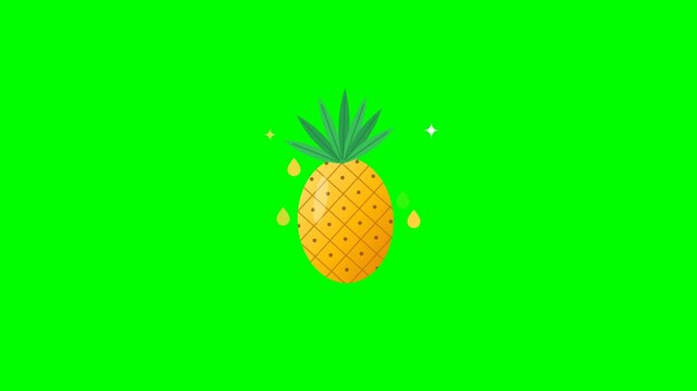 Flat pineapple pattern animation on green screen