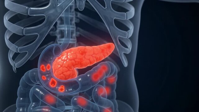 Pancreatic Cancer Progression - 3D Medical Animation Showing Spread of Disease in Digestive Tract - High-Definition CGI Educational Footage