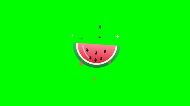 Watermelon slices floating on a green screen background