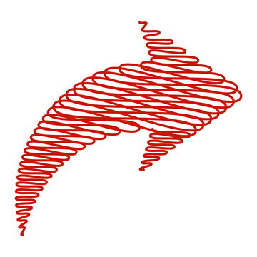 Red scribbled arrow isolated on transparent background for web navigation