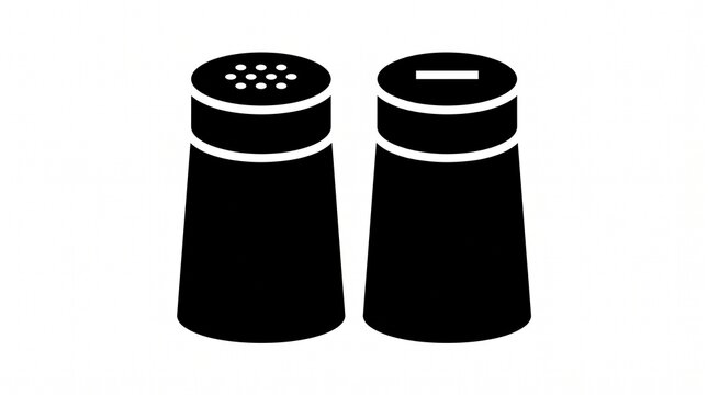 Pair of salt and pepper shakers in black profile with shaker