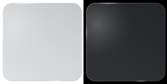 Glass plate on transparent background. Realistic screen glass, window mockup, clear glass showcase, glossy plastic glare frame, acrylic with glares and light, clear rectangular plate, plexiglas, 3d