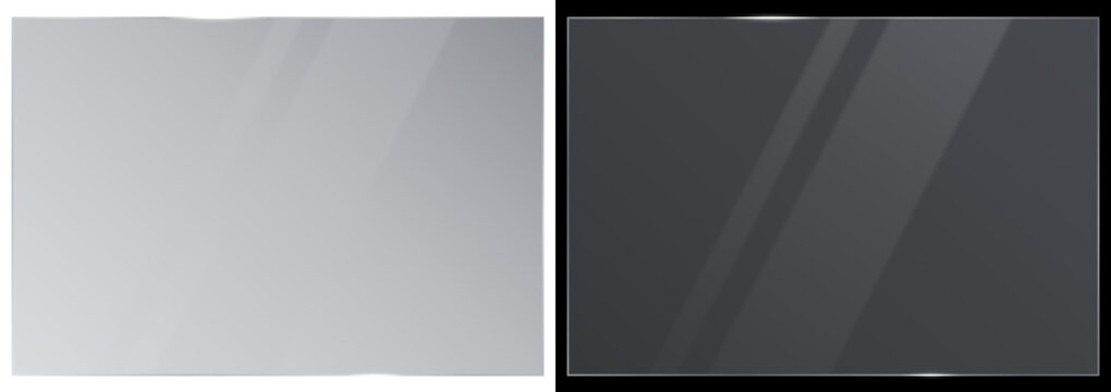 PNG transparent acrylic panel 16:9 with glossy shine and clear reflection. Vector plastic sheet for screen display or modern showcase design in 1920 resolution.