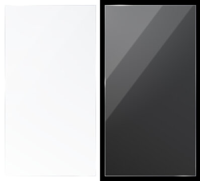 Transparent Glass plate background. Realistic screen glass, window effect with flare, clear glass showcase, glossy plastic glare frame, acrylic with glares and light, plexiglas, 3d