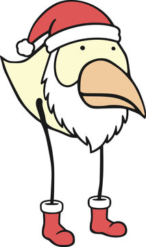 Funny Christmas chicken wearing a Santa hat draw