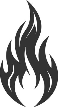 A fiery flame icon symbolizing heat, energy, combustion art