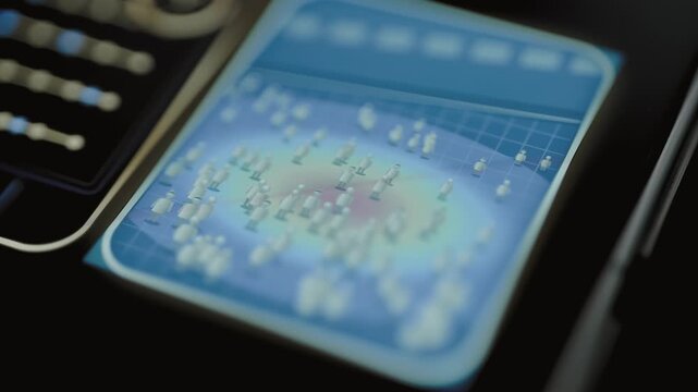 Crowd heatmap receives fingertip tap and cyan overlay