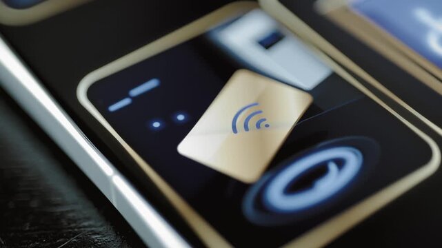 Contactless card graphic hovers above blue reader rings
