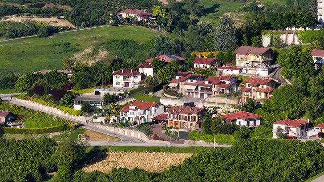 Scenic View of Piedmont Countryside Village and Rolling Green Hills