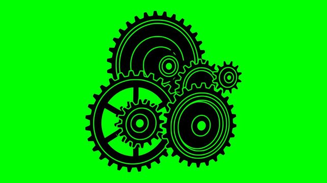 wheel illustration video animation business cog gear silhouette progress logo element icon process cogwheel diagram mechanism engineering circle technology outline concept teamwork presentation for gr