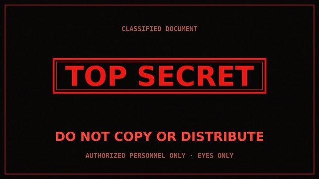 Top Secret Red Stamp Slam Effect on Classified Document Dark Background (4K)