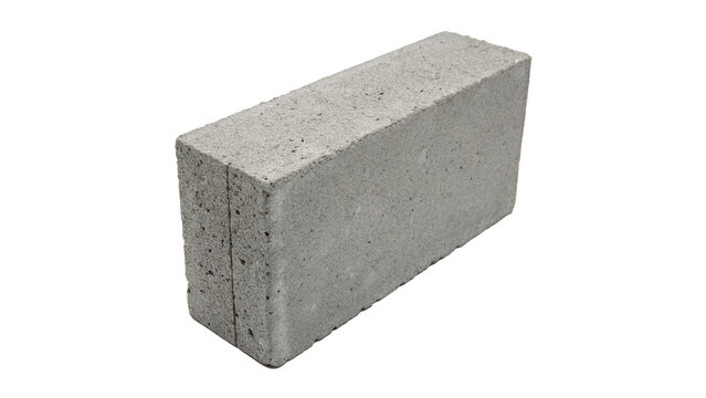 Grey concrete cinder block industrial building material isolated on white background