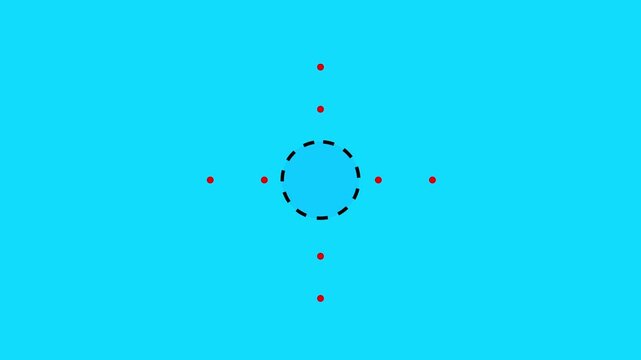rotating dashed circle animation with surrounding dots moving inward toward the center.