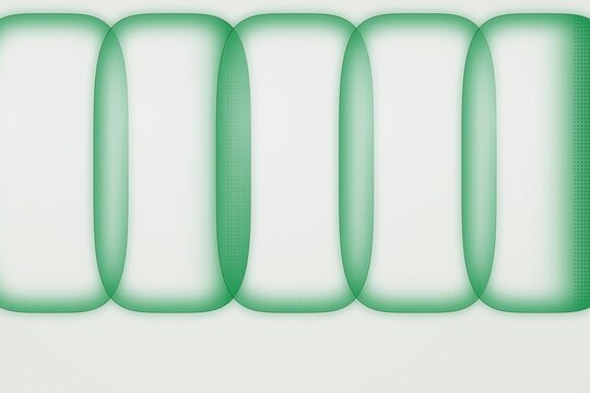 Abstract pattern of overlapping vertical green rounded rectangles with halftone dot gradients on a light gray background
