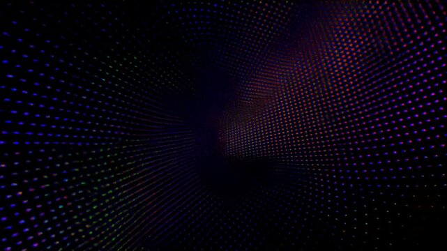 光る網点が歪みながら弾けるデジタル背景