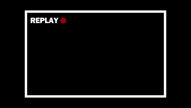 Replay Button Icon Animation on Black Background, Circular Replay Symbol Motion Graphics for Live Streaming, Video Player UI Element, Looping Action Replay Effect, 4K UHD