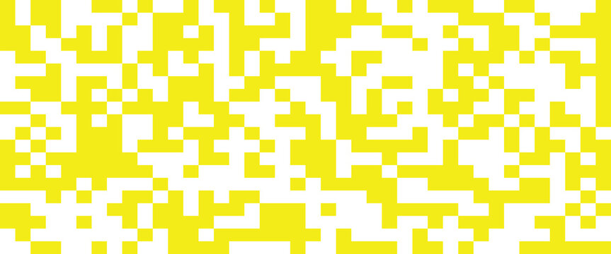 Abstract Yellow and White Pixel Mosaic Pattern Background, Seamless Geometric Digital Square Texture