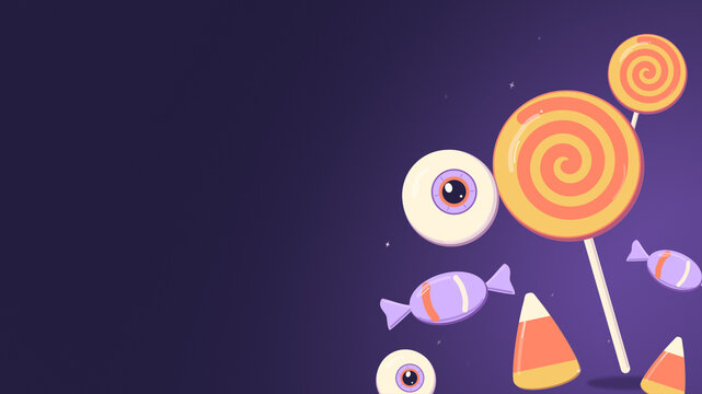 Halloween Candy with Eyeball Sweets and Spiral Lollipops