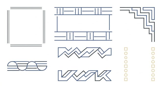 Set of Modern Minimalist Geometric Dividers and Decorative Borders