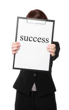 Businesswoman with clipboard