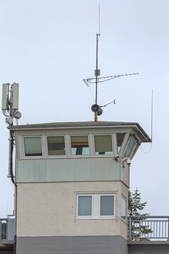 Bridge Control Tower Building in Fredrikstad Norway Close up