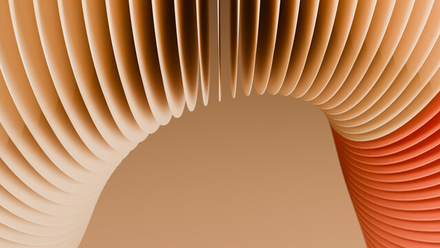Abstract illustration of curved ribs with flowing orange