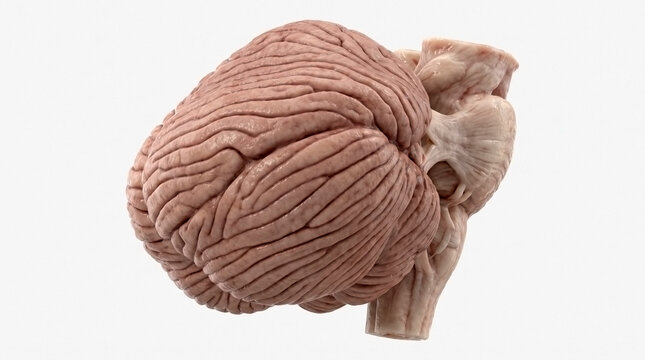 Detailed anatomical model of human brain cerebellum isolated on white background with anatomy, central nervous system