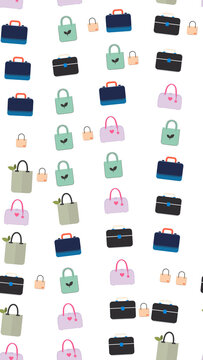 Seamless pattern of assorted bags and briefcases