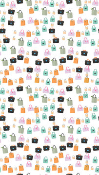 Seamless pattern of shopping bags and briefcases