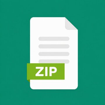 Minimalist zip file icon with green tag