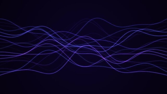 Intersecting glowing neon lines forming a complex rhythmic wave grid light