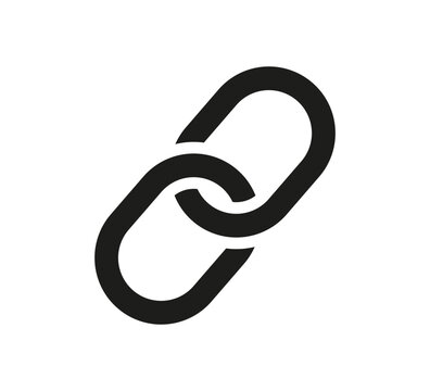 Chain link symbol, modern black external hyperlink vector graphic for UI UX button elements