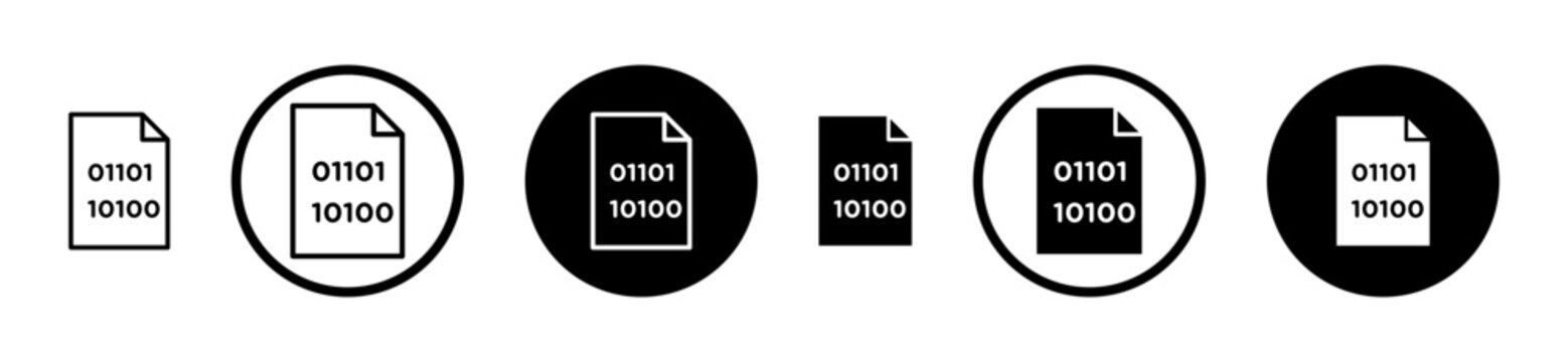 File Binary icon flat outline in black
