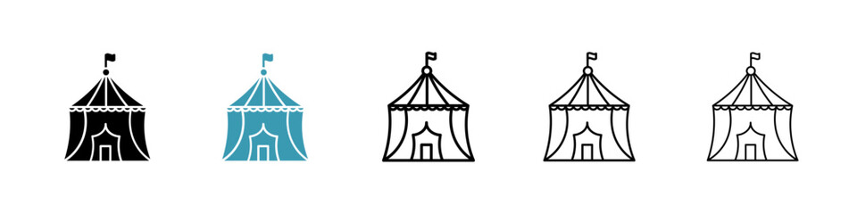 Circus tent icon flat outline in black © Warpiya