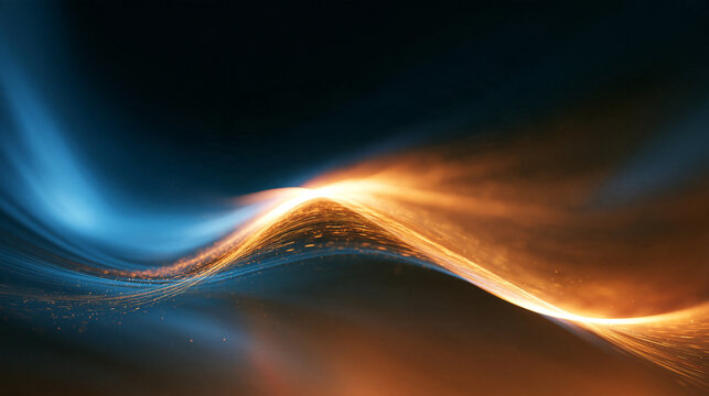Abstract Glowing Light Wave Flowing on Dark Background