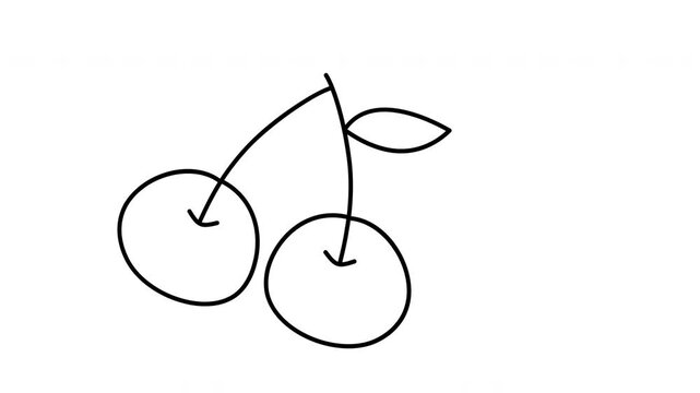 cherry fruit line art doodle