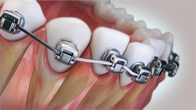 Orthodontic Correction of Crowded and Misaligned Teeth with Braces &ndash; Medically Precise Dental 3D Animation.