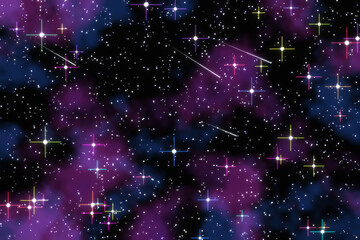 Neon starfield galaxy night sky background © nojumdi